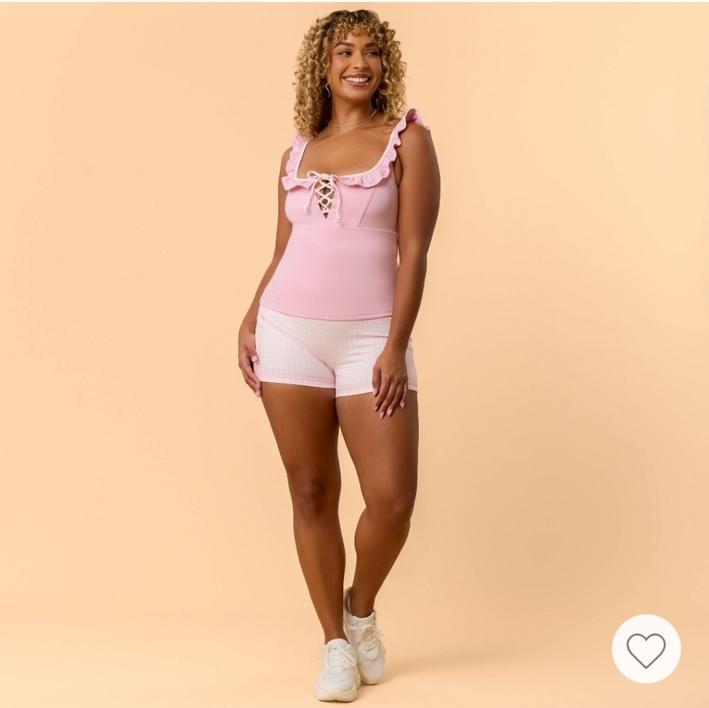 Blogilates Pink Ruffled Women's Top NWT Medium